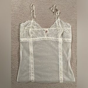 Women’s Y2K Vintage Abercrombie & Fitch Medium white sheer lace cami blouse